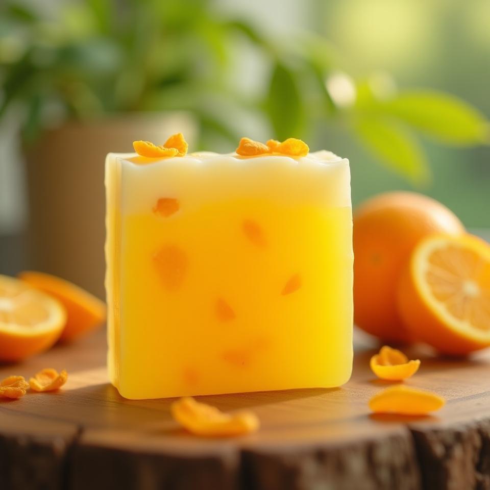 Jabón artesanal de bergamota y naranja con pétalos